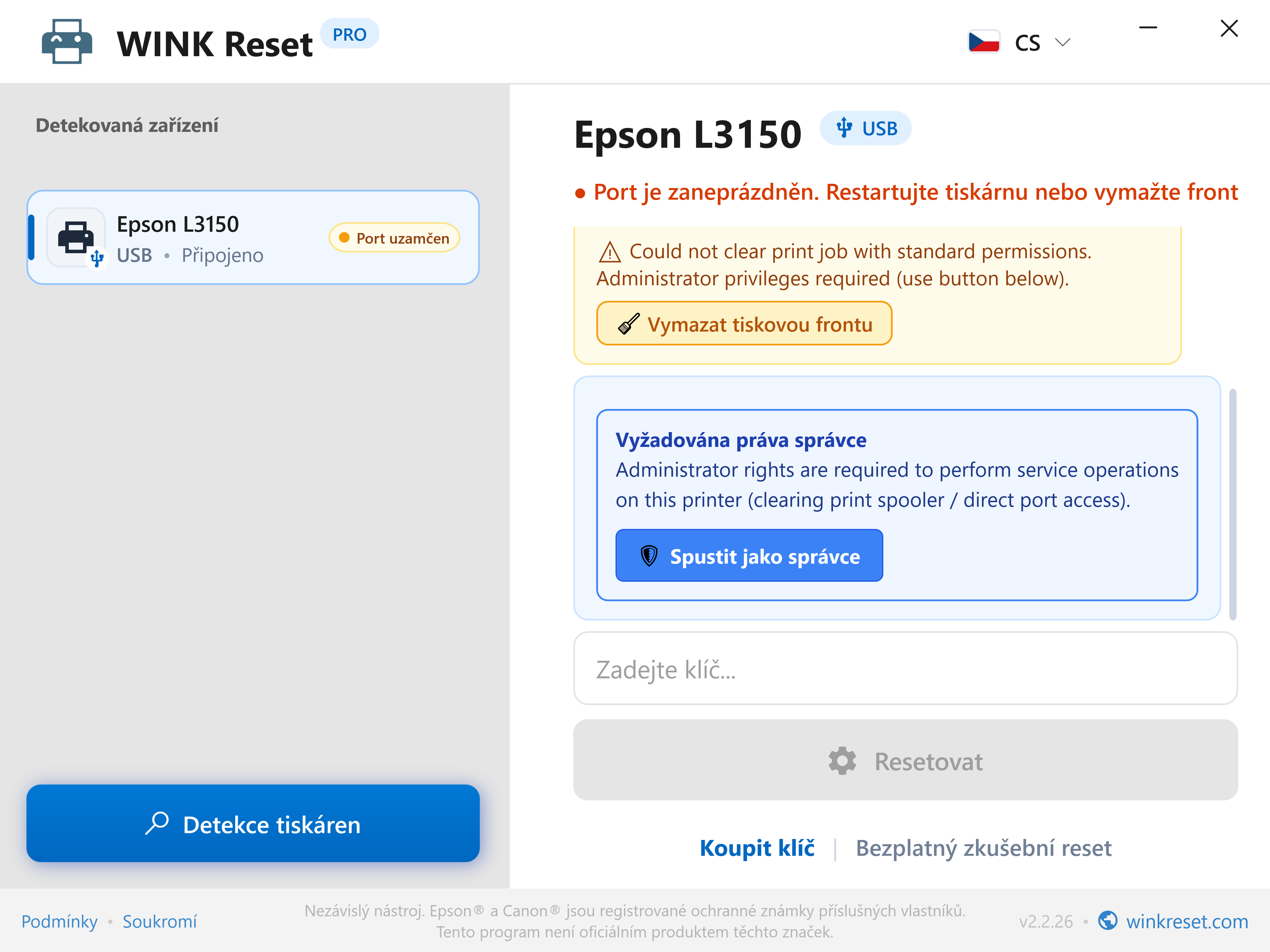 Povýšení oprávnění správce (UAC) jedním kliknutím - WINK Reset PRO (CS)