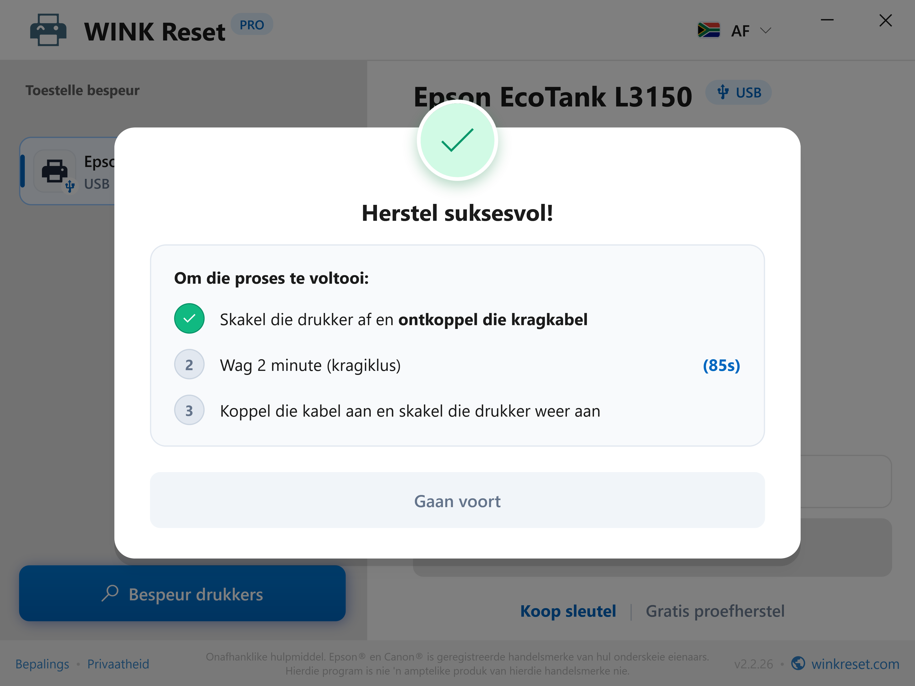 Suksesvolle terugstelling en moederbord-kragontladingsassistent - WINK Reset PRO (AF)