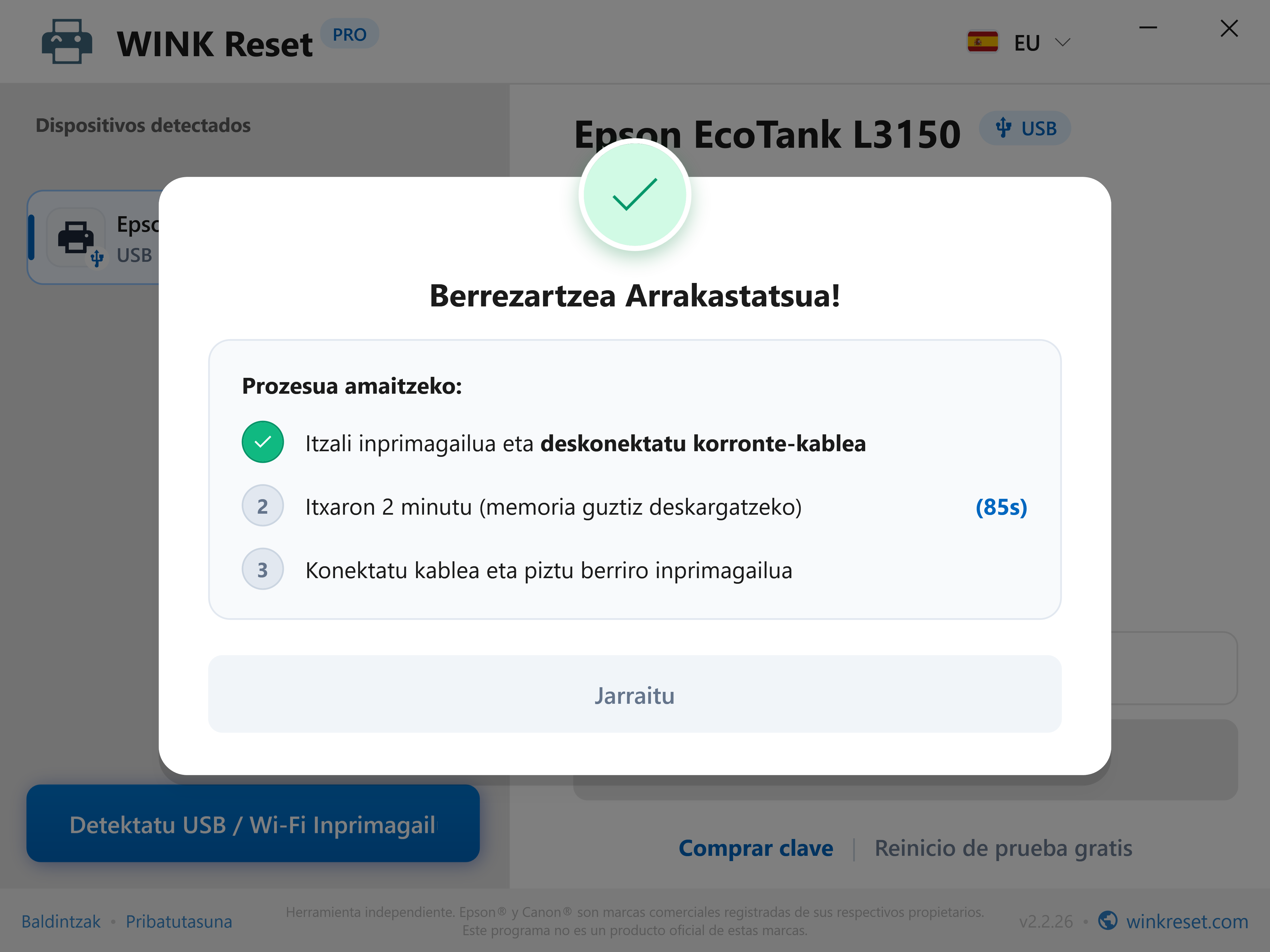 Berrezarpen arrakastatsua eta plaka nagusiaren energia deskargatzeko laguntzailea - WINK Reset PRO (EU)