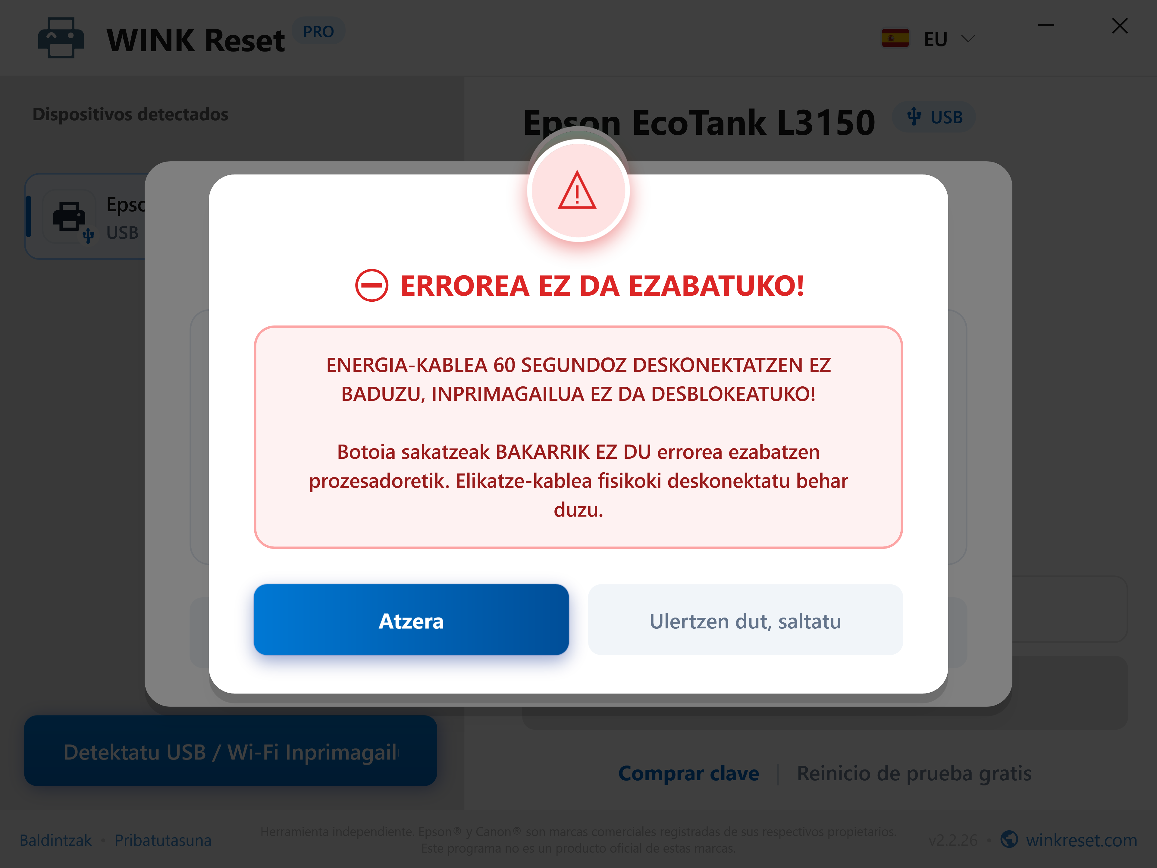 Berrabiarazte-zikloa goizegi saltatzearen aurkako babesa - WINK Reset PRO (EU)