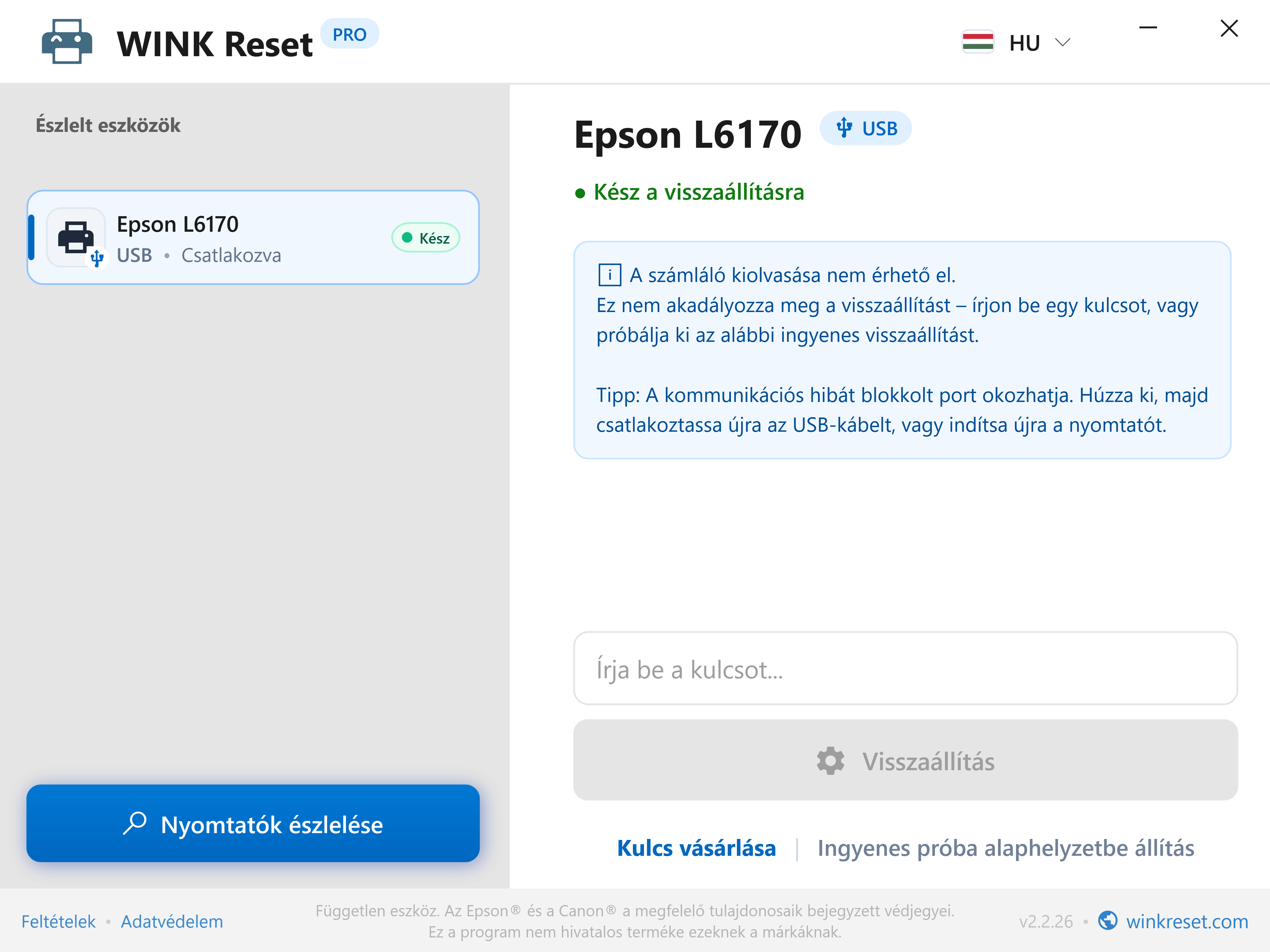 Karbantartó doboz (Maintenance Box) és belső hulladéktinta-párna megkülönböztetése - WINK Reset PRO (HU)