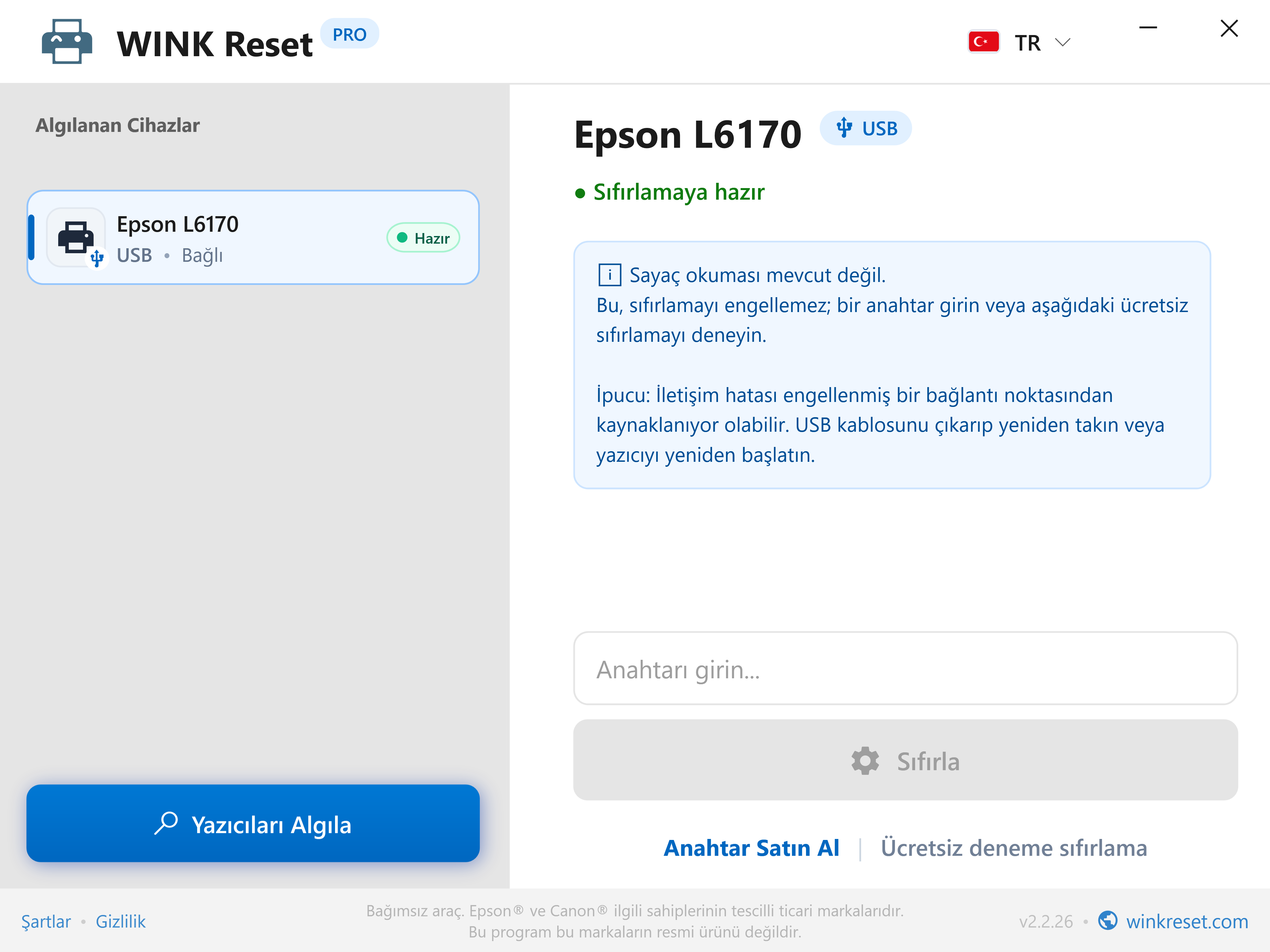Bakım Kutusu (Maintenance Box) ile Dahili Atık Mürekkep Pedi ayrımı - WINK Reset PRO (TR)
