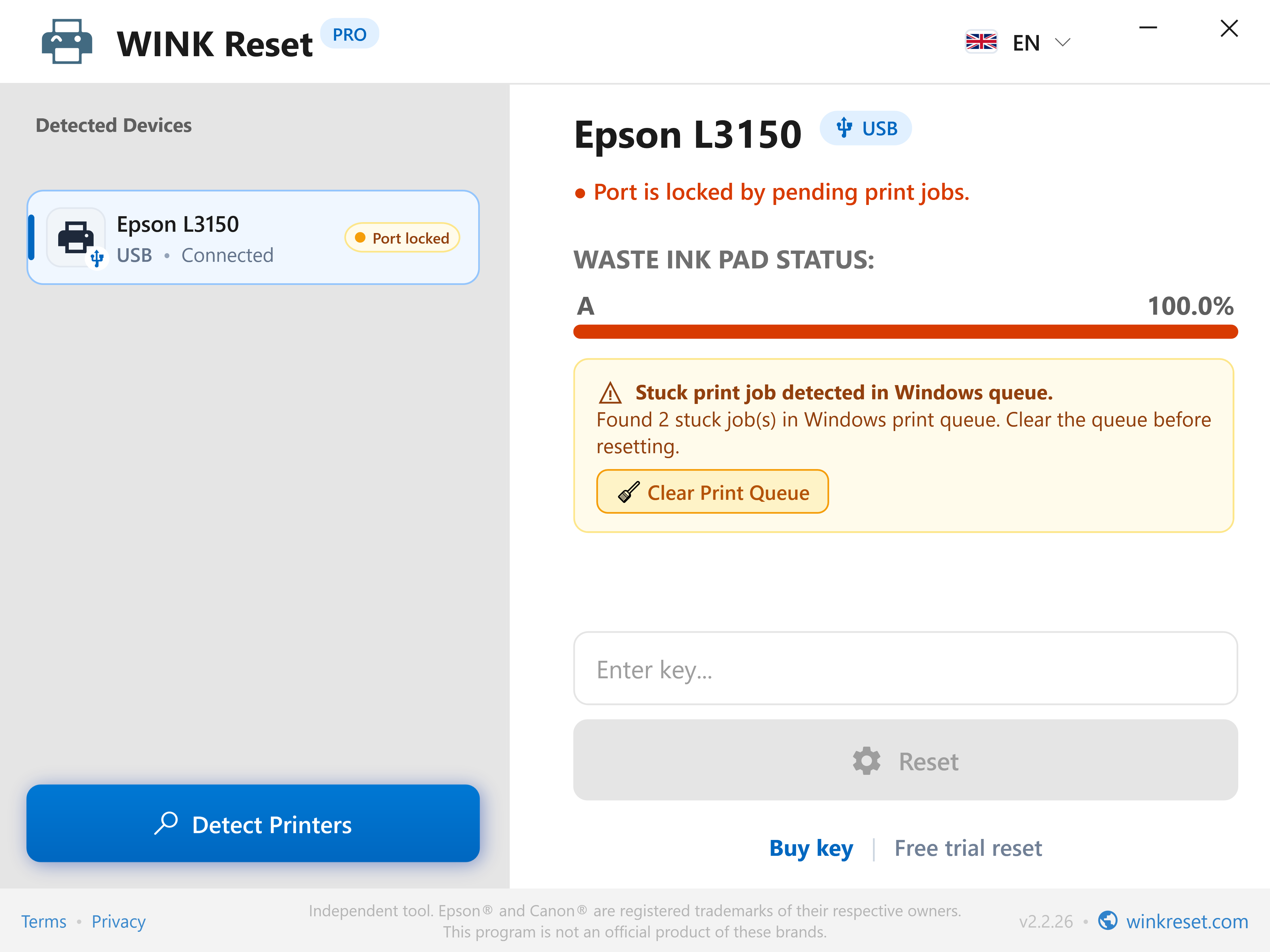 Automated Print Spooler Stuck Job Detection - WINK Reset PRO (EN)