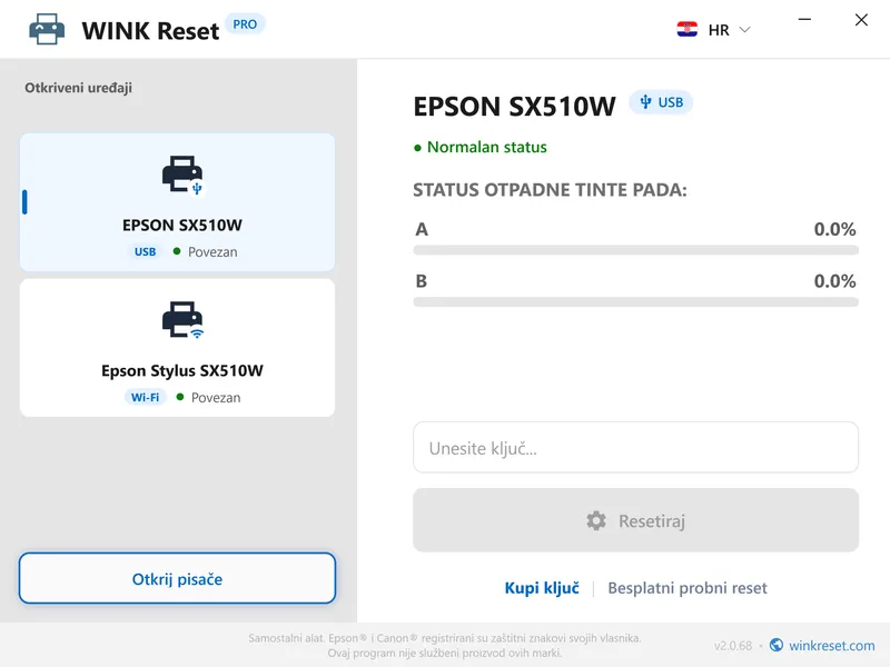 brojaci epson pisaca uspjesno resetirani na nulu