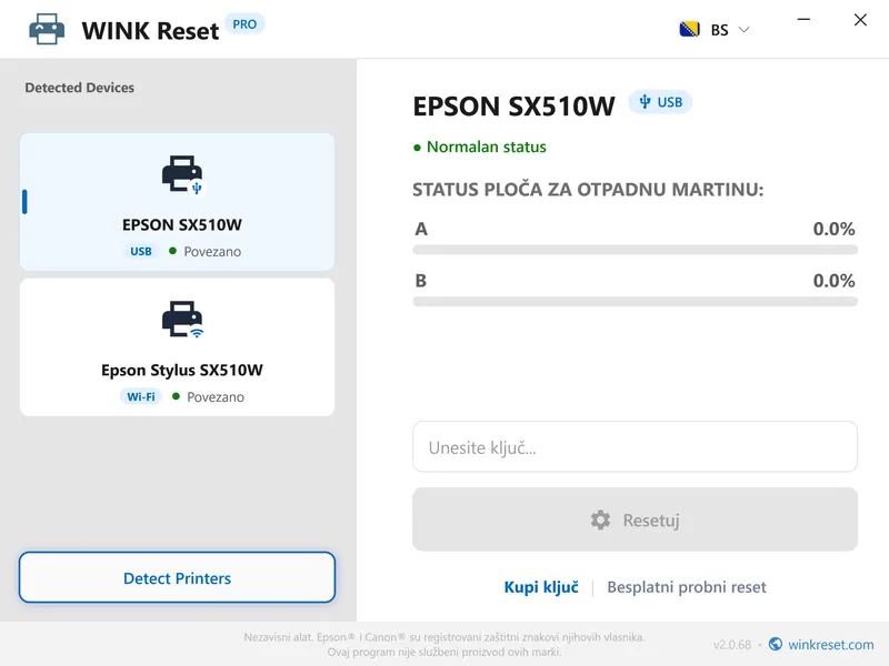 brojaci epson uspjesno resetovani na nulu