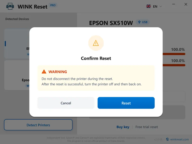 clear service required error wic confirm en
