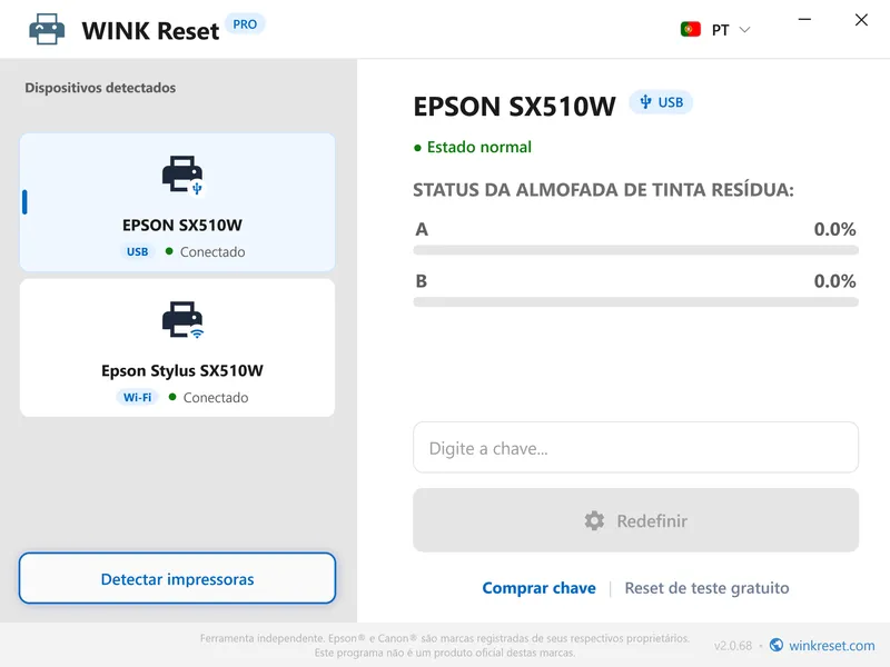 contadores almofadas epson zerados com sucesso