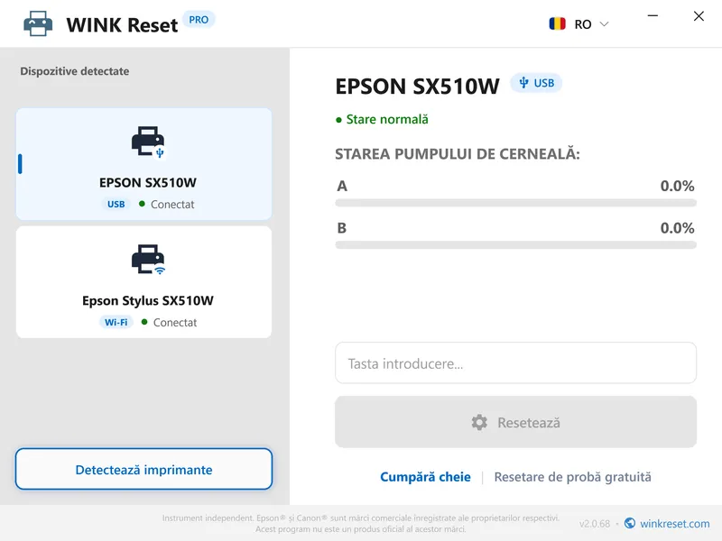 contoare burete cerneala epson resetate la zero