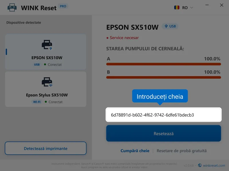 epson absorbant cerneala wic introducere cheie ro
