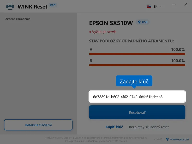 epson absorber atramentu wic zadat kluc sk