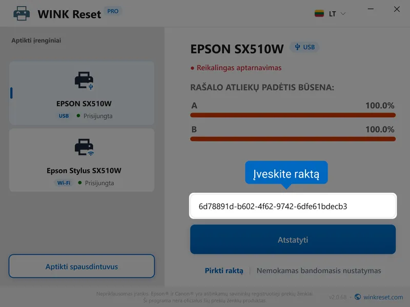 epson atlieku rasalo talpykla wic ivesti rakta lt