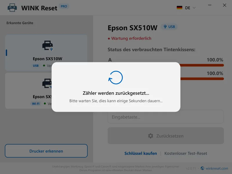 epson rotes blinken beheben wic reset de
