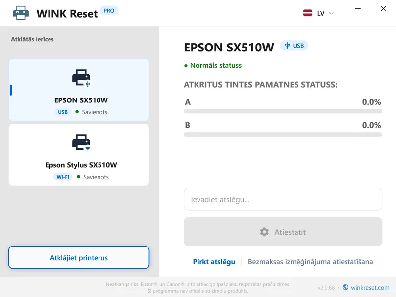 epson skaititaji veiksmigi atiestatiti uz nulli