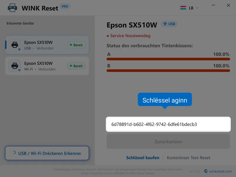 epson wic waste ink pad reset enter key lb