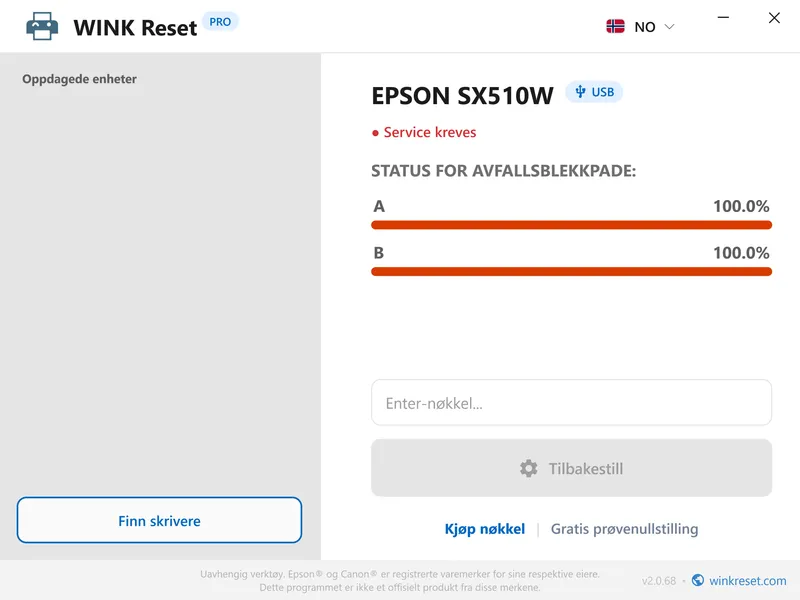 last ned gratis epson blekkpute tilbakestilling verktoy