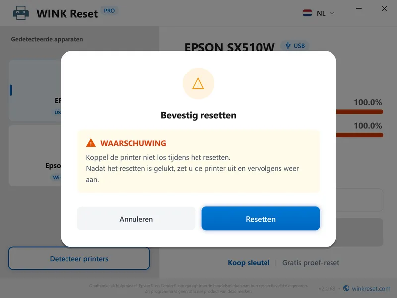 onderhoud vereist fout epson wic bevestigen nl