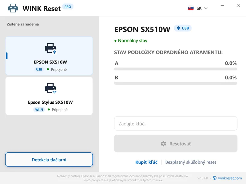 pocitadla epson uspesne vynulovane na nulu
