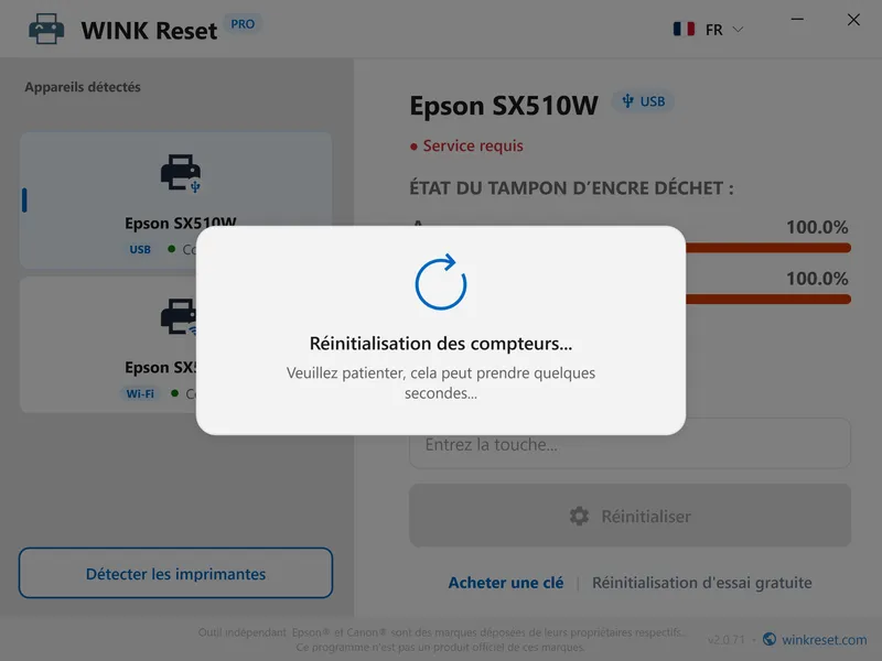 reparer voyants rouges clignotants epson wic reset fr