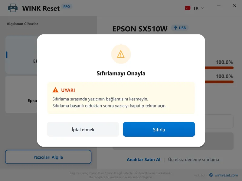servis gerekli hatasi epson wic onayla tr