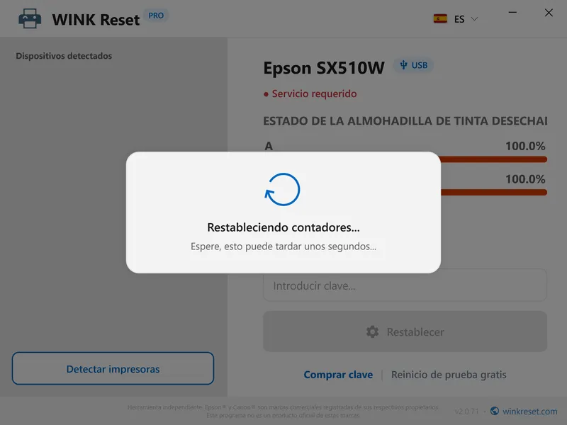 solucion luces rojas parpadeantes epson wic reset es