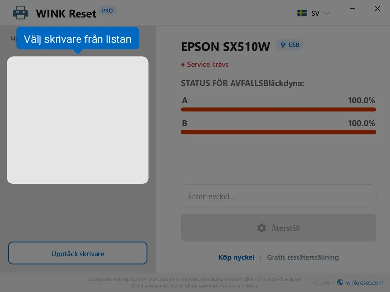 valj epson skrivare fran listan