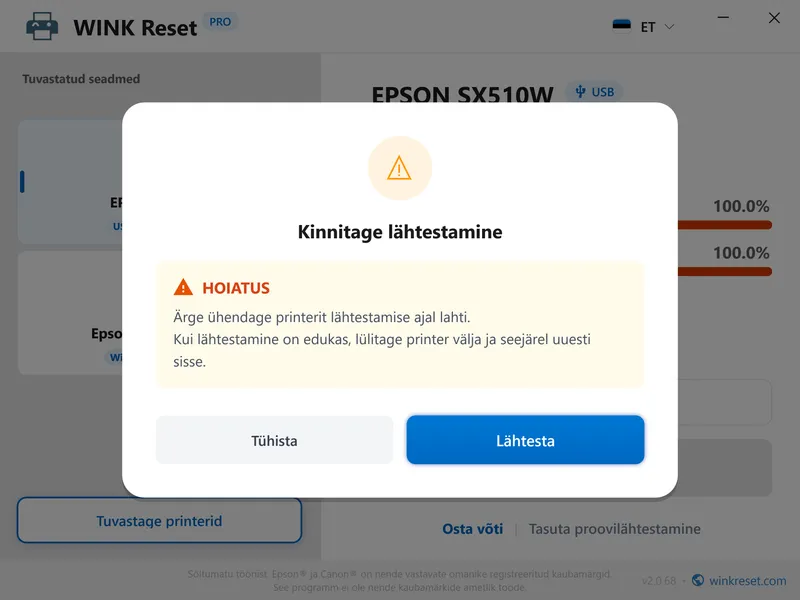 viga hooldus vajalik epson wic kinnita et
