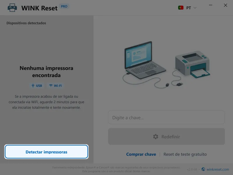 wink reset almofadas wic epson detectar impressora pt