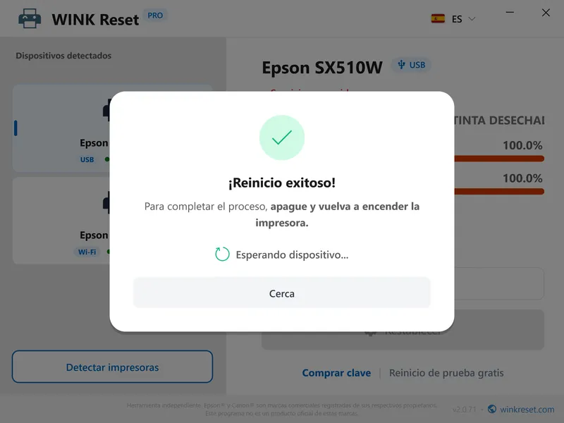 wink reset almohadillas wic exito reiniciar es