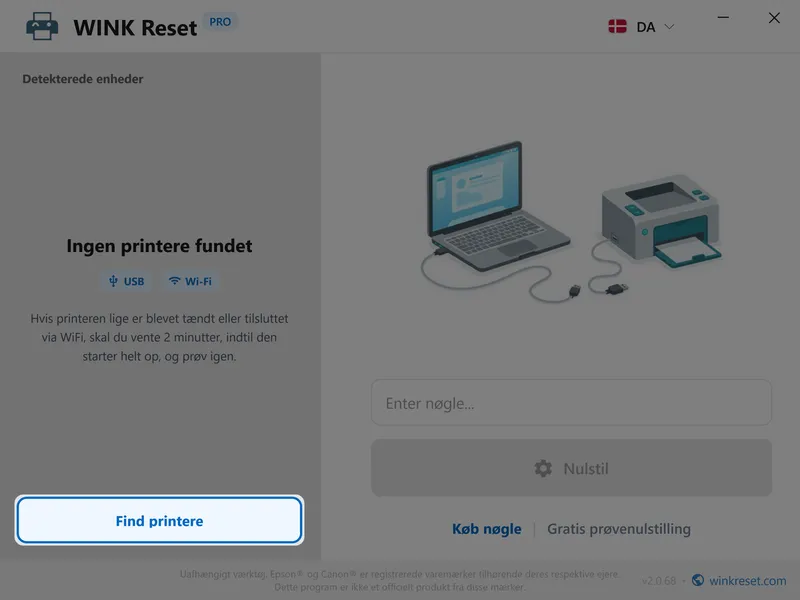 wink reset blaekpude wic epson find printer da