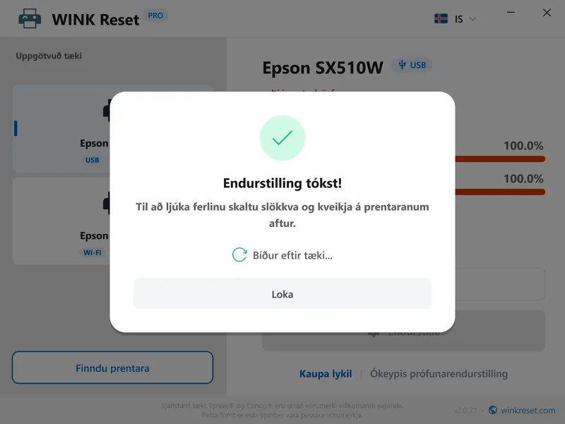 wink reset blekpudi wic arangur endurraesa is