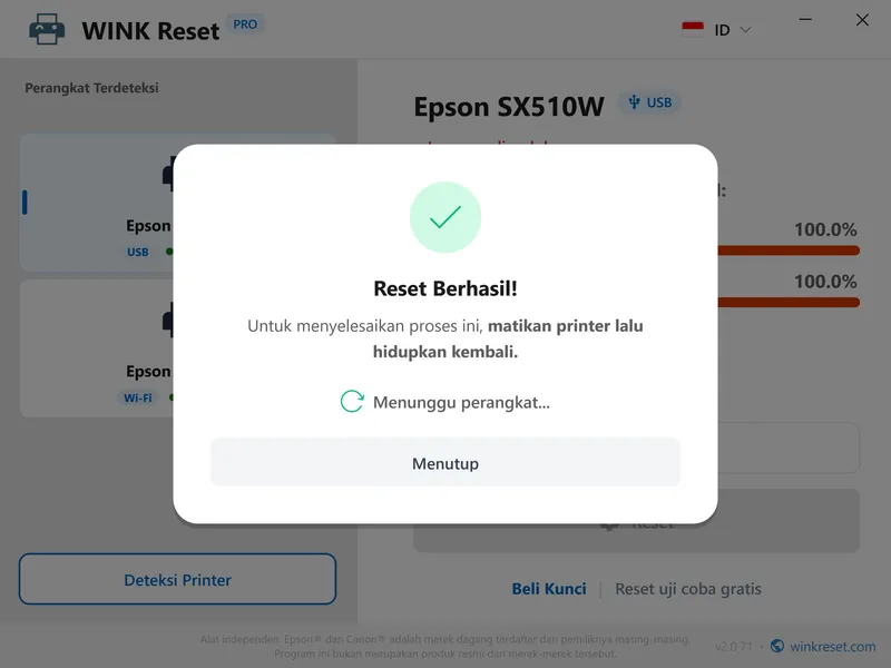 wink reset busa wic berhasil restart id