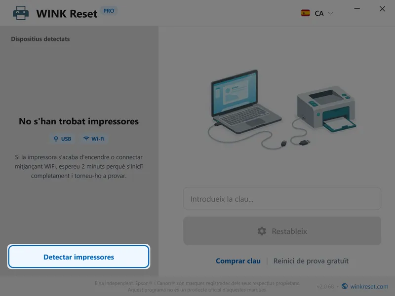 wink reset coixinets tinta wic epson detectar impressora ca