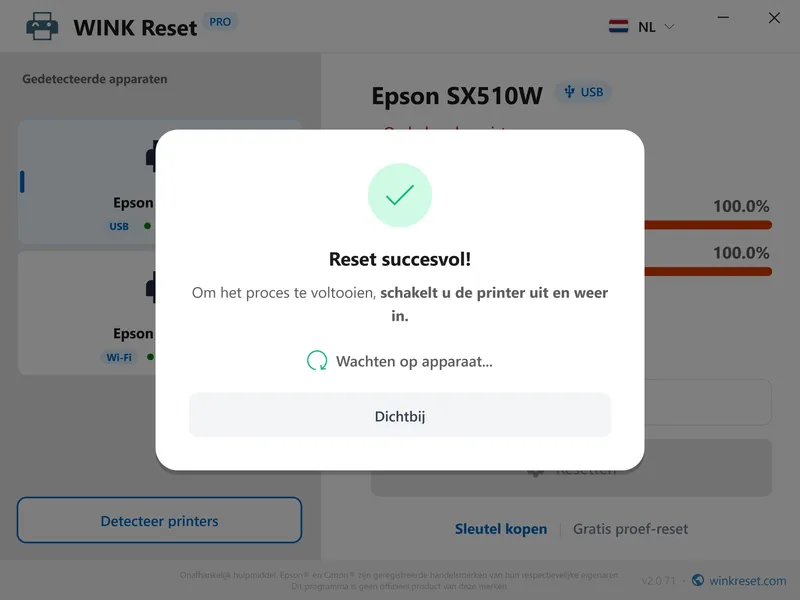 wink reset inktkussentje wic succes herstarten nl