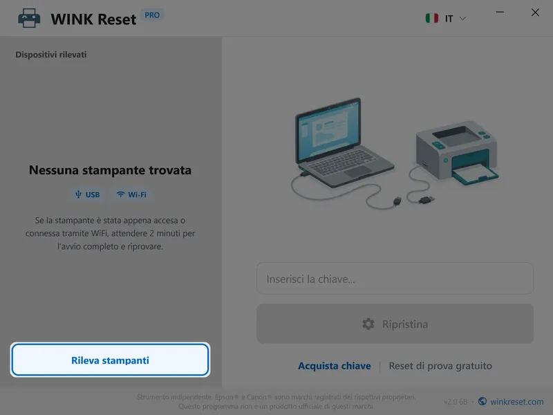 wink reset tamponi inchiostro wic epson rileva it