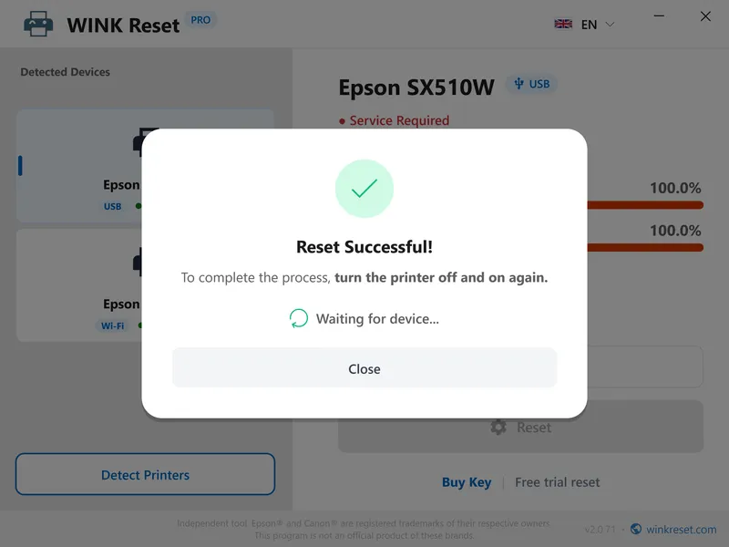 wink reset wic counter success restart en